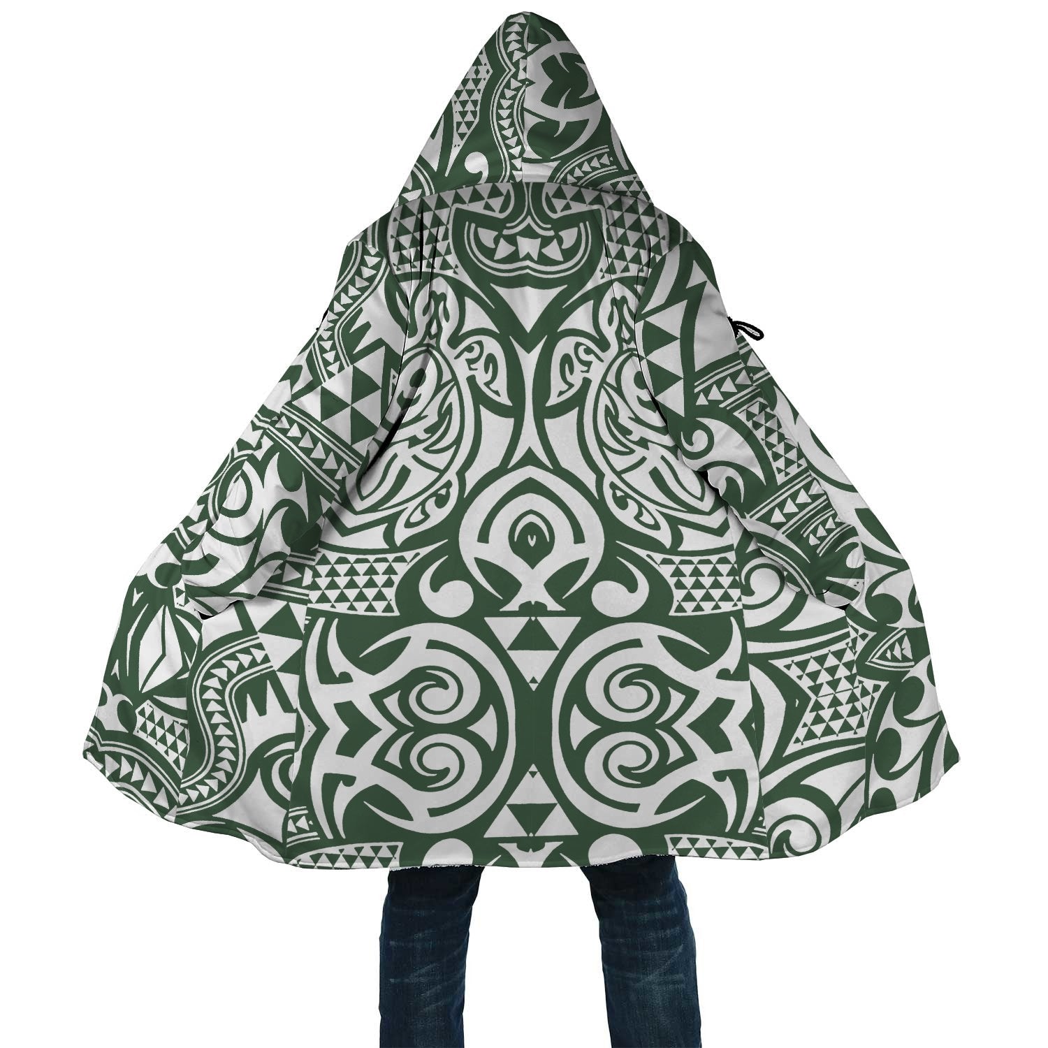 Polynesian All Over Print Cloak 31 Unisex White - Green - Polynesian Pride