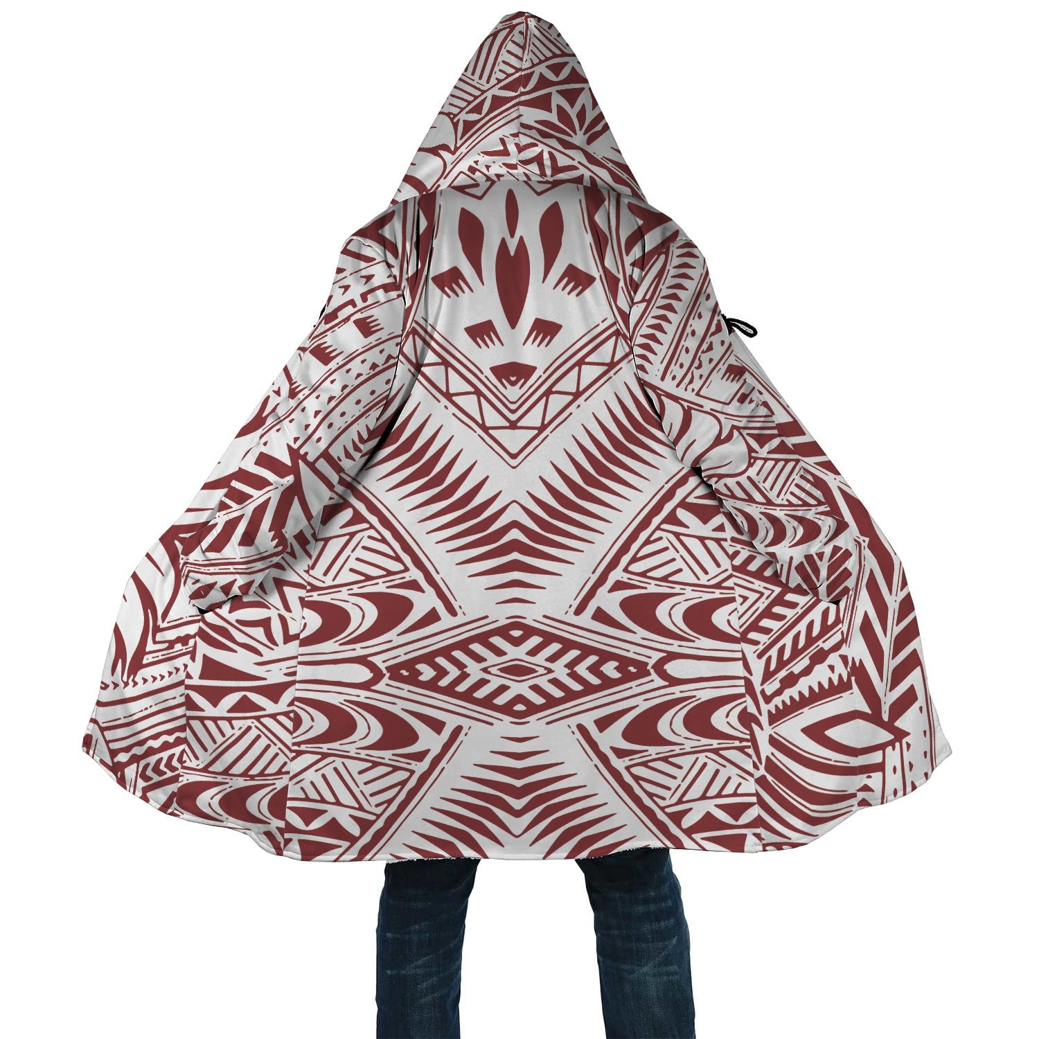 Polynesian All Over Print Cloak 45 Unisex White - Red - Polynesian Pride