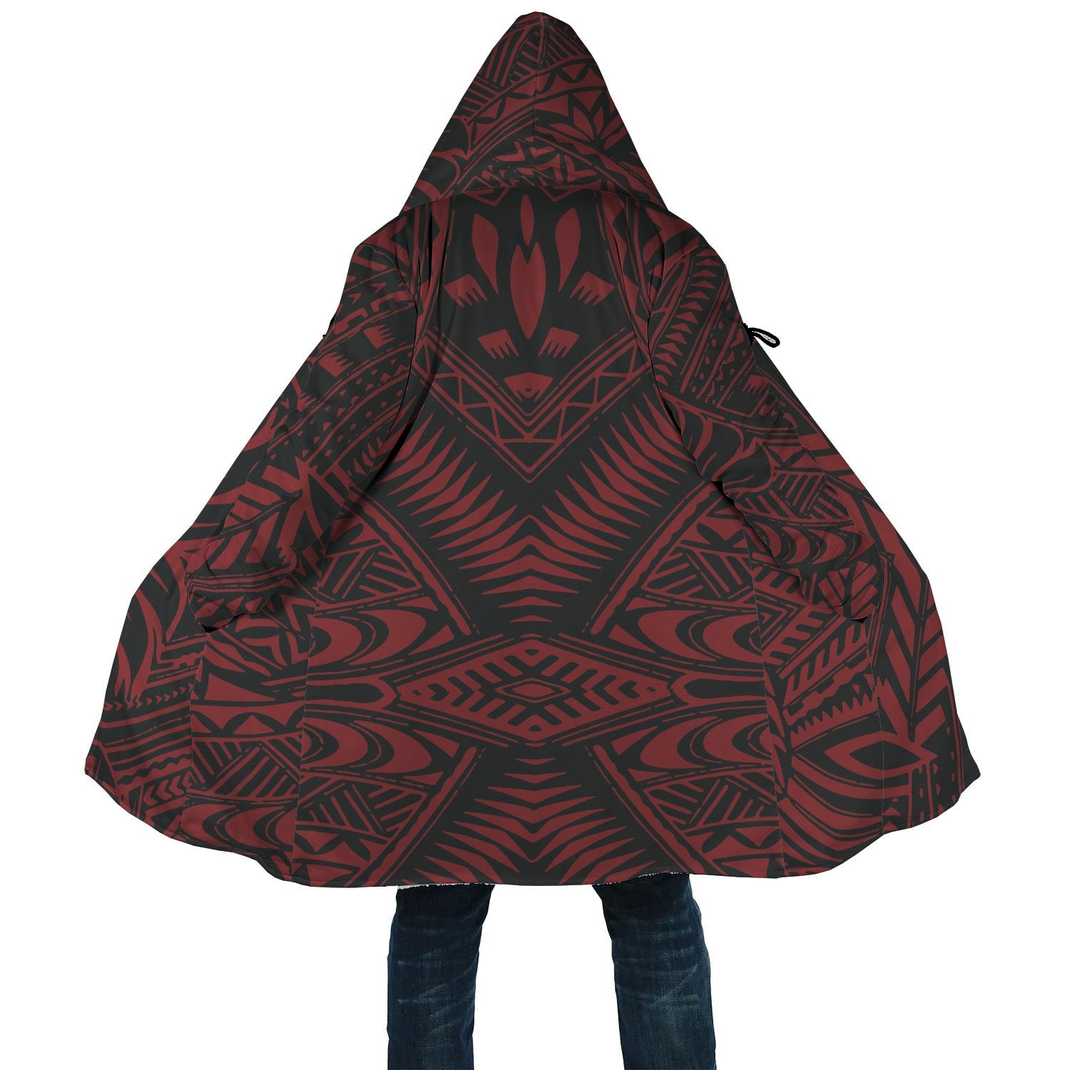 Polynesian All Over Print Cloak 49 Unisex Black - Red - Polynesian Pride