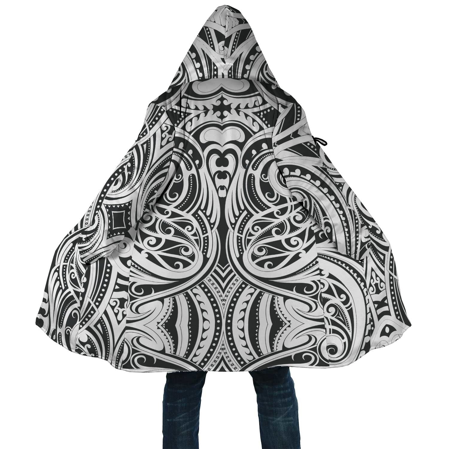 Polynesian All Over Print Cloak 59 Unisex White - black - Polynesian Pride