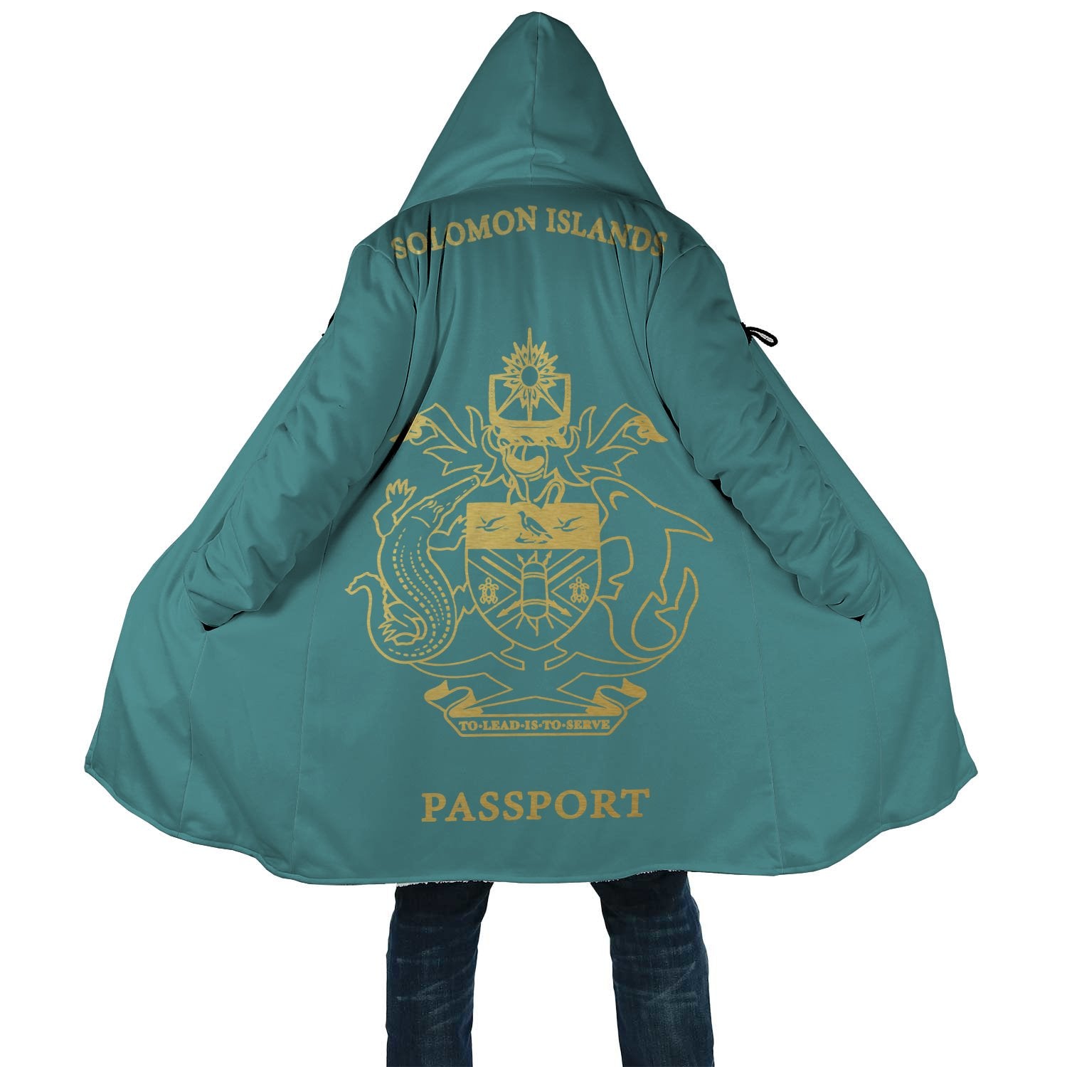 Solomon Islands All Over Print Cloak - Passport Version Unisex Green - Gold - Polynesian Pride