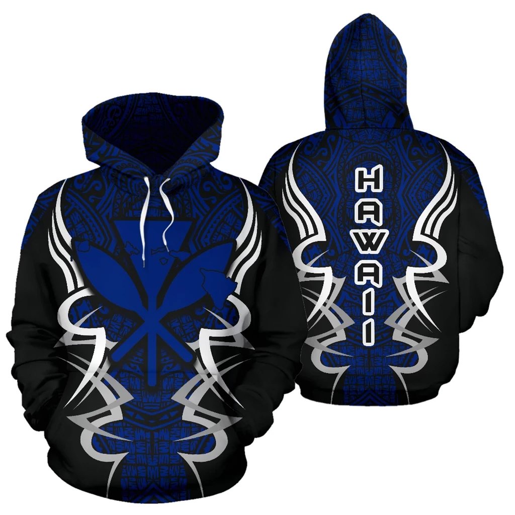 Kanaka Map Hoodie Blue Armor Style Unisex White - Polynesian Pride