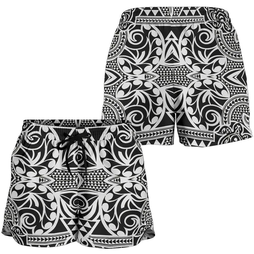 Polynesian Kakau Turtle Women's Short Women Black - Polynesian Pride