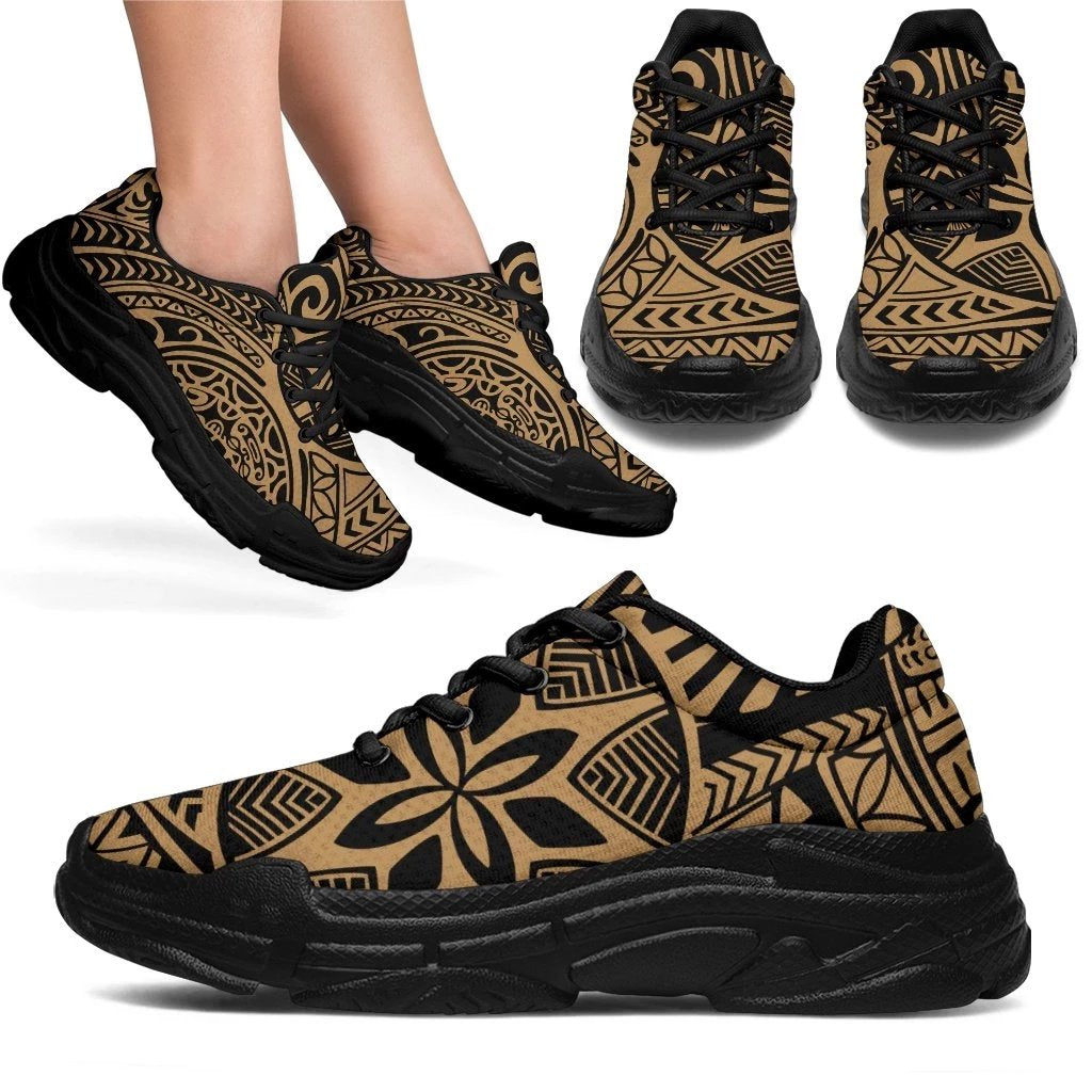 Polynesian Hawaiian Style Tribal Tattoo Gold Chunky Sneakers - Polynesian Pride