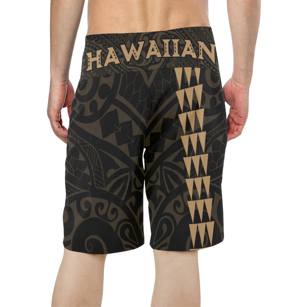 Hawaii Polynesian Warrior Board Shorts Gold V.2 - Polynesian Pride