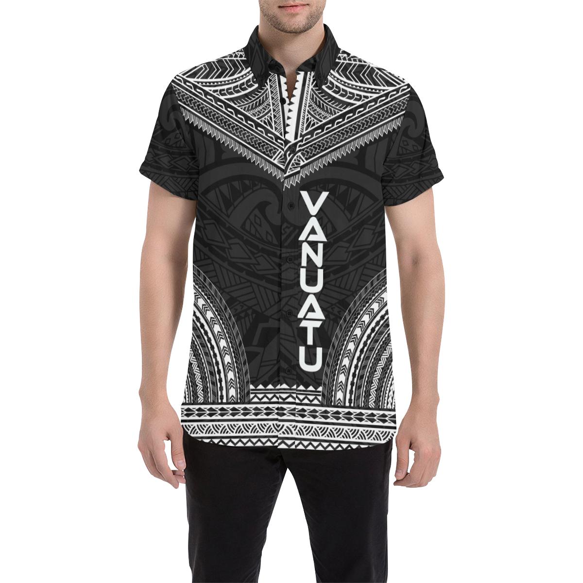 Vanuatu Polynesian Chief Short Sleeve Shirt - Black Version - Polynesian Pride