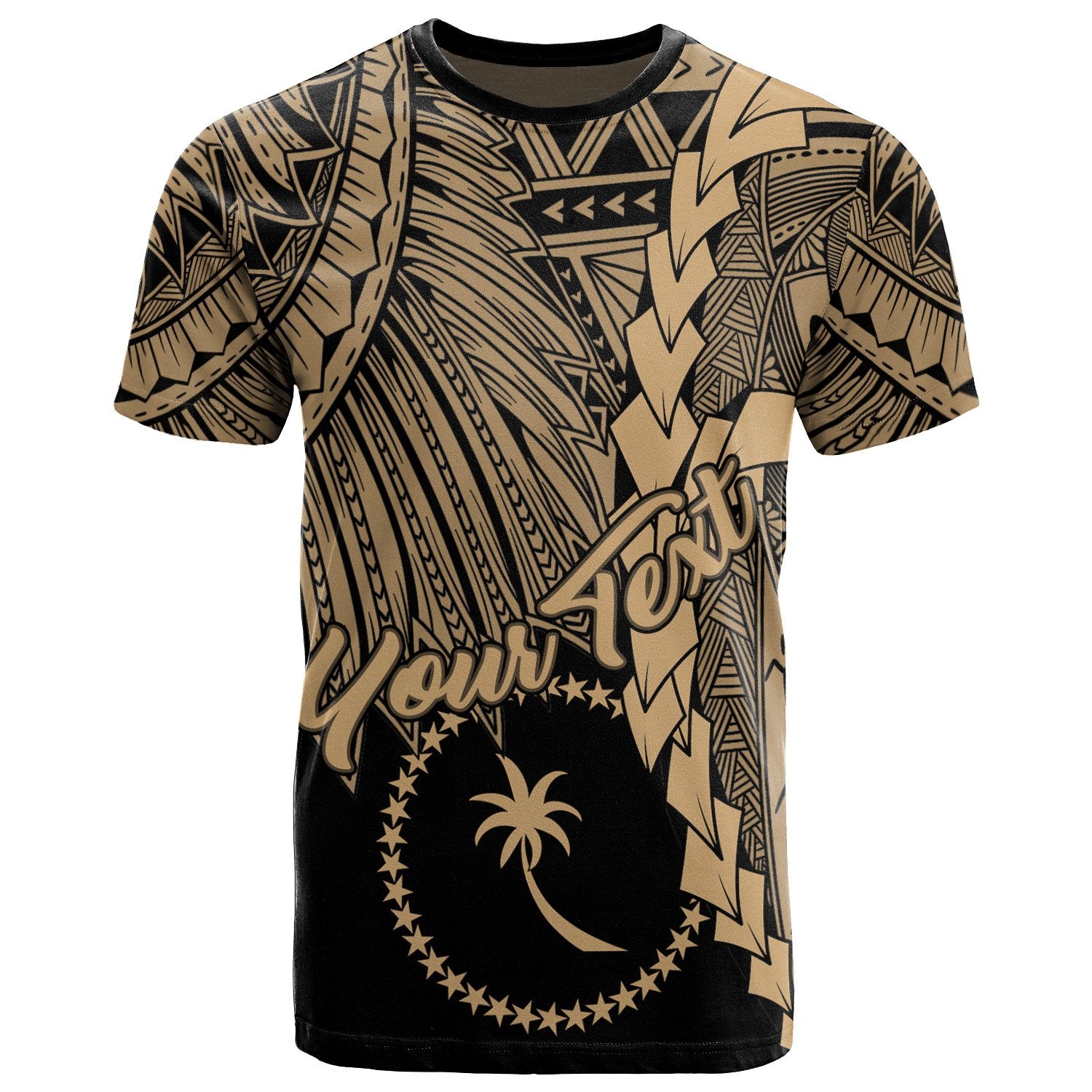 Chuuk Micronesia Custom T Shirt Tribal Wave Tattoo Gold Unisex Gold - Polynesian Pride