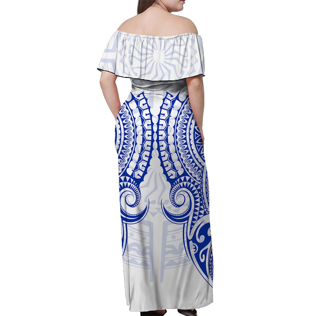 Cook Islands Palmerston Off Shoulder Long Dress - Tribal Pattern - LT12 - Polynesian Pride