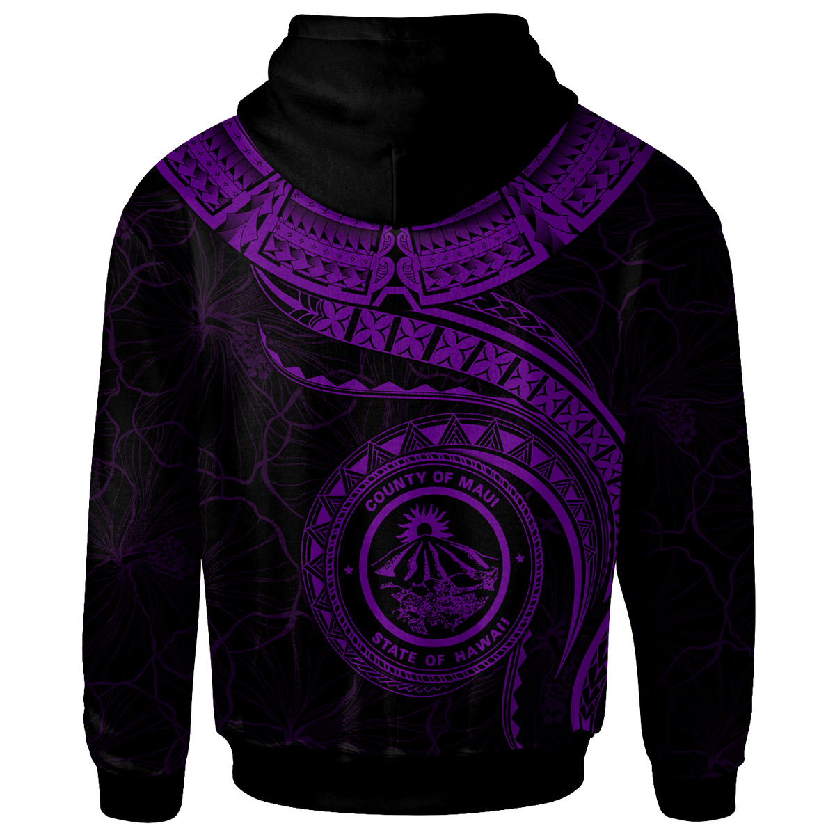Polynesian Hawaii Custom Zip up Hoodie Maui Polynesian Waves (Purple) - Polynesian Pride
