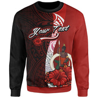 Vanuatu Polynesian Custom Personalised Sweater - Coat Of Arm With Hibiscus Unisex Red - Polynesian Pride