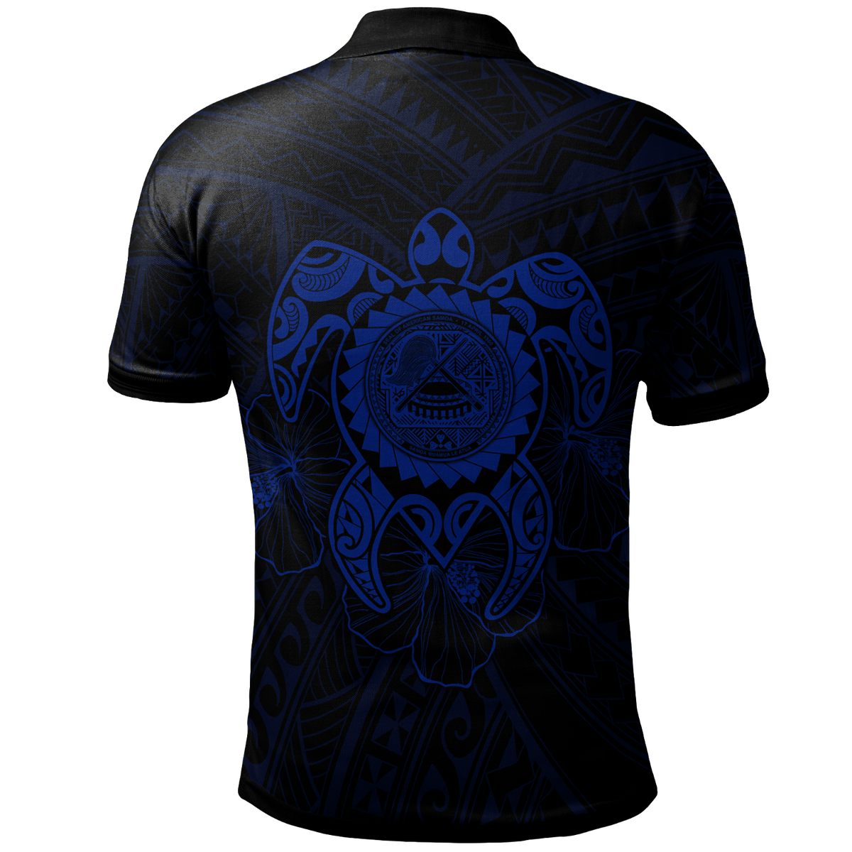 American Samoa Polynesian Polo Shirt Vintage Polynesian Turtle (Blue) - Polynesian Pride