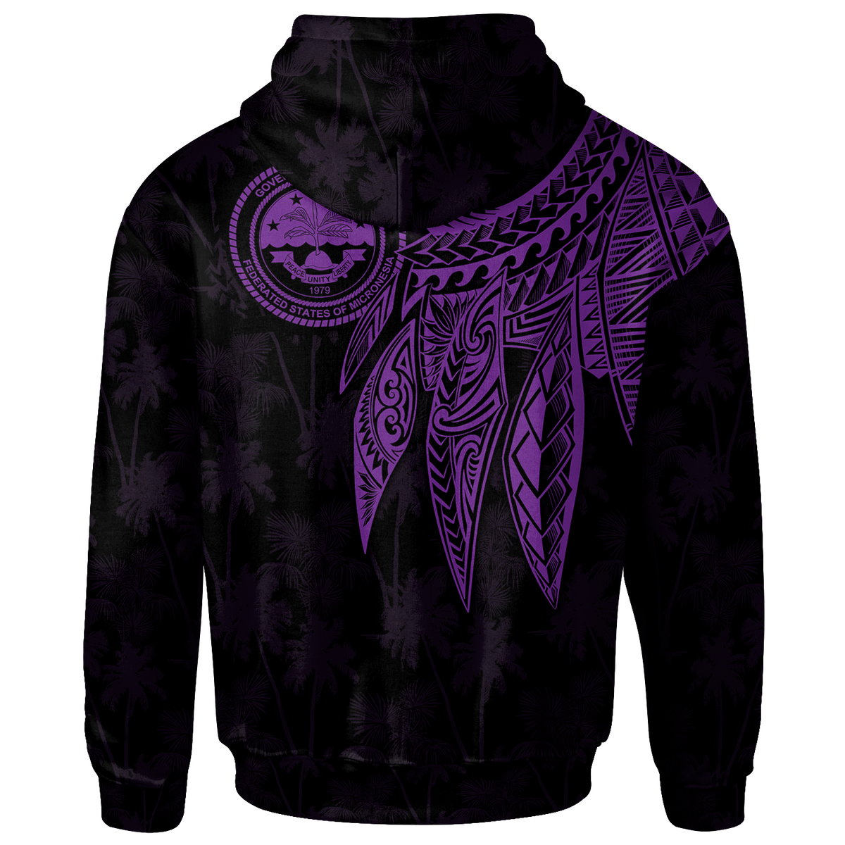 Federated States of Micronesia Custom Zip up Hoodie Polynesian Wings (Purple) - Polynesian Pride