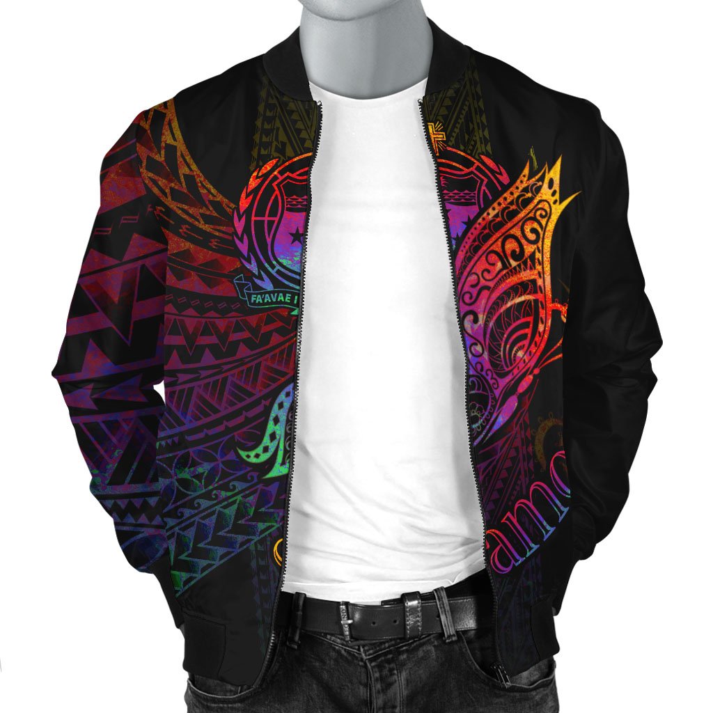 Samoa Men's Bomber Jacket - Butterfly Polynesian Style - Polynesian Pride