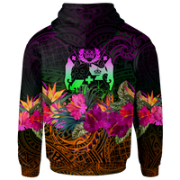 Tonga Polynesian Zip up Hoodie Summer Hibiscus - Polynesian Pride