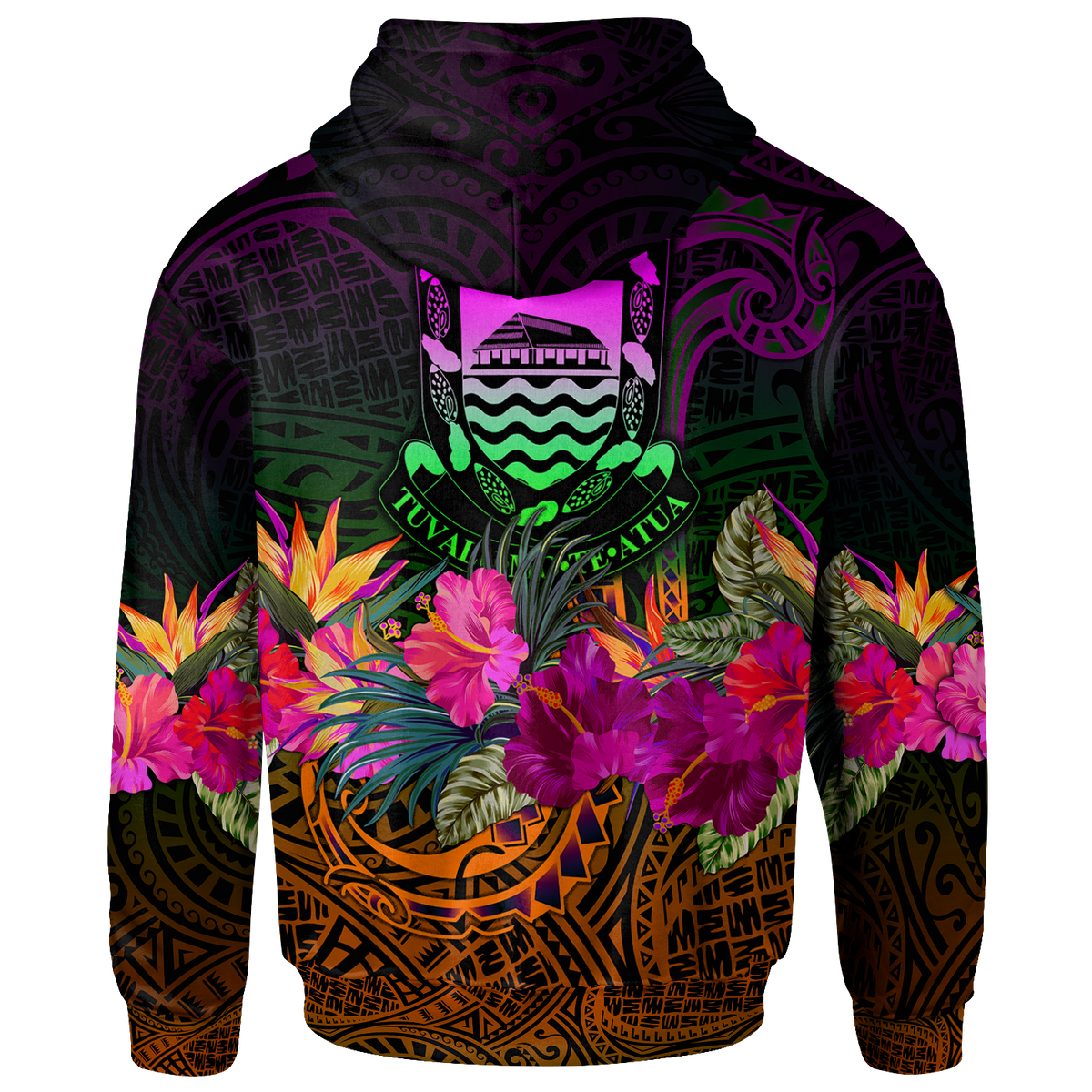 Tuvalu Custom Zip up Hoodie Summer Hibiscus - Polynesian Pride