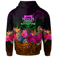 Tuvalu Custom Zip up Hoodie Summer Hibiscus - Polynesian Pride