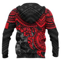 Tonga Polynesian Hoodie (Zip up) Red Turtle - Polynesian Pride