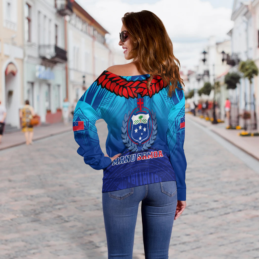 Manu Samoa Legend Women Off Shoulder Sweater - LT12 - Polynesian Pride