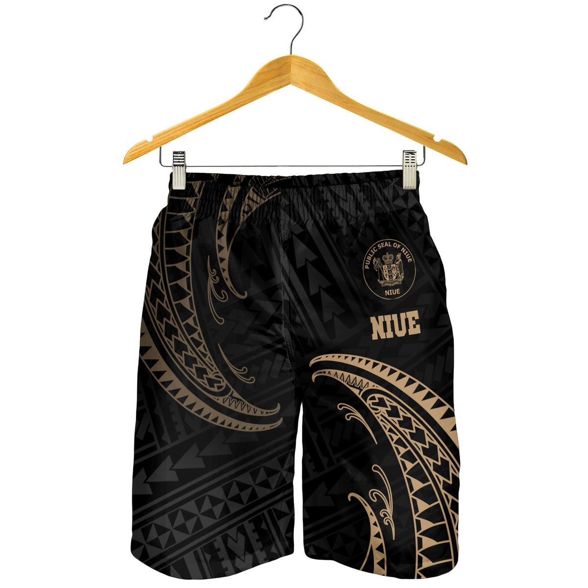 Nuie Polynesian Men's Short - Gold Tribal Wave - Polynesian Pride