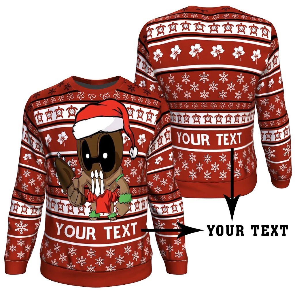 Hawaii Warriors Mele Kalikimaka Sweatshirt - Ugly Persionalised Hawaii Christmas Unisex Red - Polynesian Pride