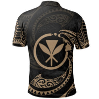 Hawaii Polynesian Polo Shirt Gold Tribal Wave - Polynesian Pride