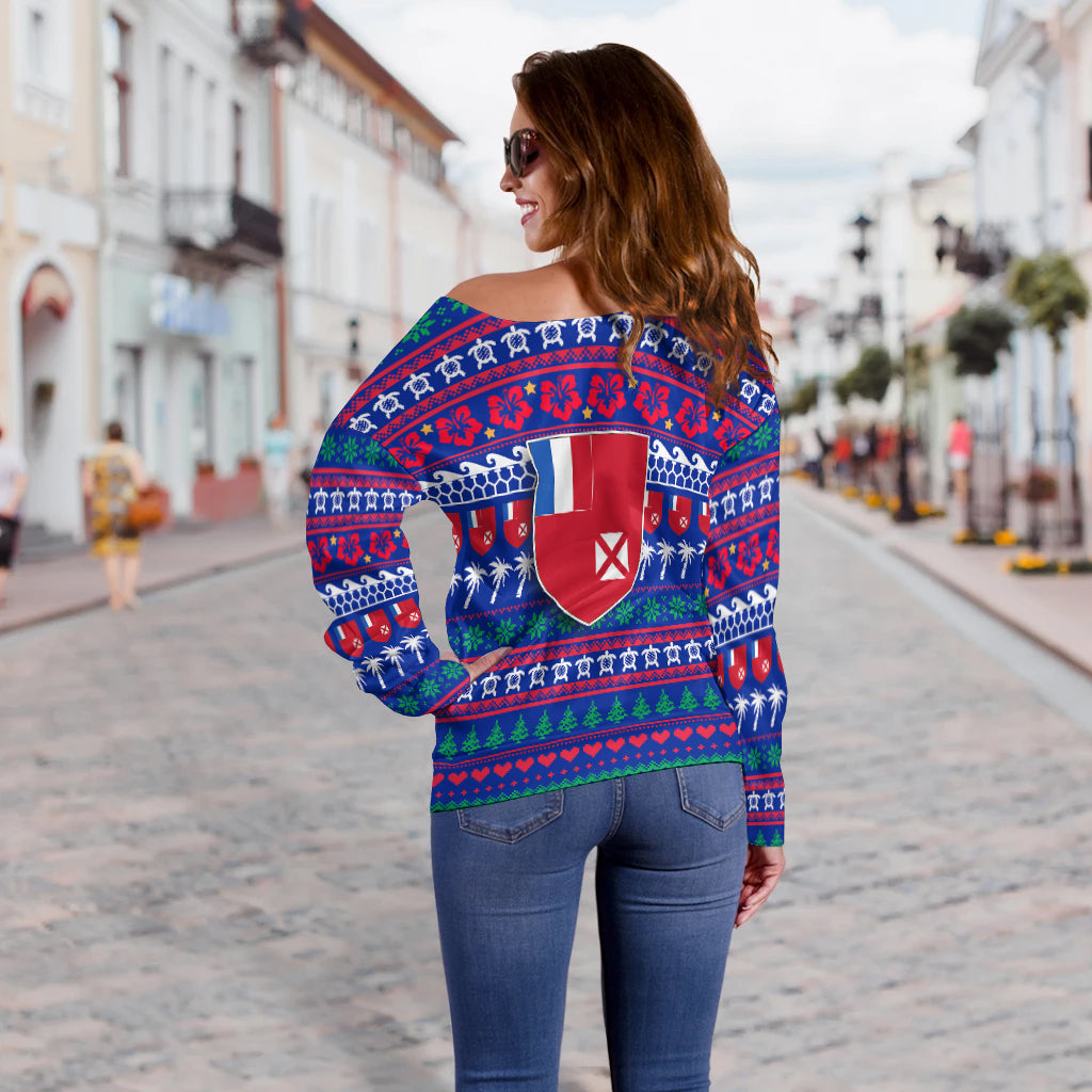 Wallis and Futuna Christmas Women Off Shoulder Sweater - Ugly Christmas - LT12 - Polynesian Pride