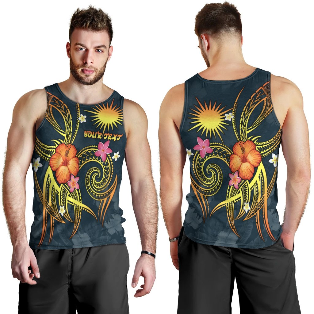Marshall Islands Polynesian Personalised Men's Tank Top - Legend of Marshall Islands (Blue) - Polynesian Pride