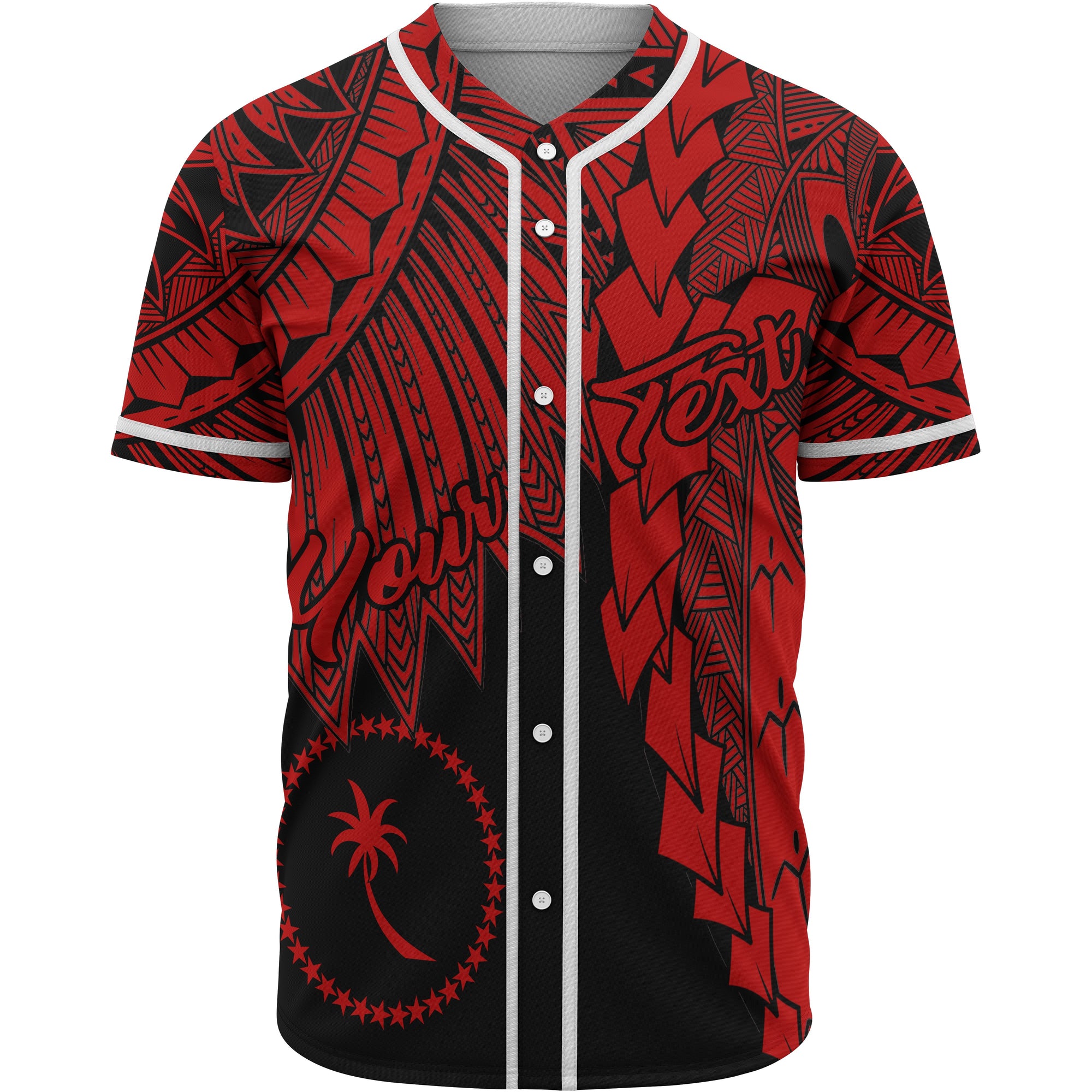 Chuuk Polynesian Custom Personalised Baseball Shirt - Tribal Wave Tattoo Red Unisex Red - Polynesian Pride