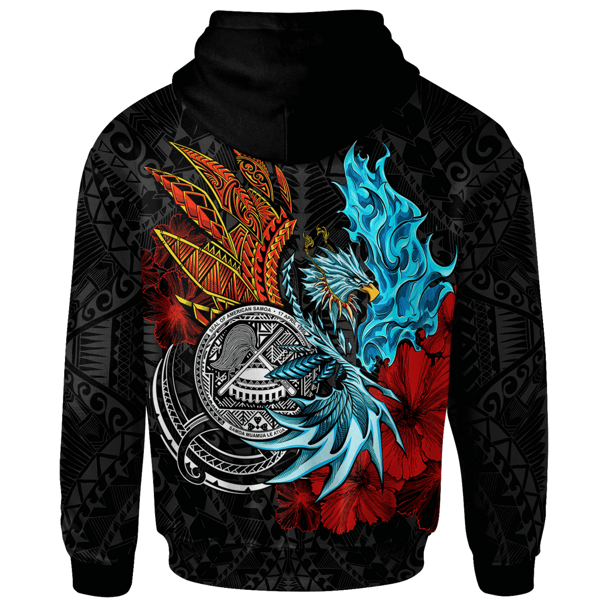 American Samoa Zip up Hoodie Polyensian Eagle - Polynesian Pride