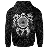 American Samoa Polynesian Zip up Hoodie Vintage Polynesian Turtle (White) - Polynesian Pride
