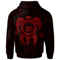 Hawaii Polynesian Zip up Hoodie Vintage Polynesian Turtle (Red) - Polynesian Pride
