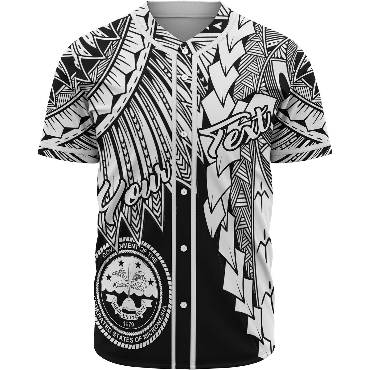 Federated States Of Micronesia Polynesian Custom Personalised Baseball Shirt - Tribal Wave Tattoo White Unisex White - Polynesian Pride
