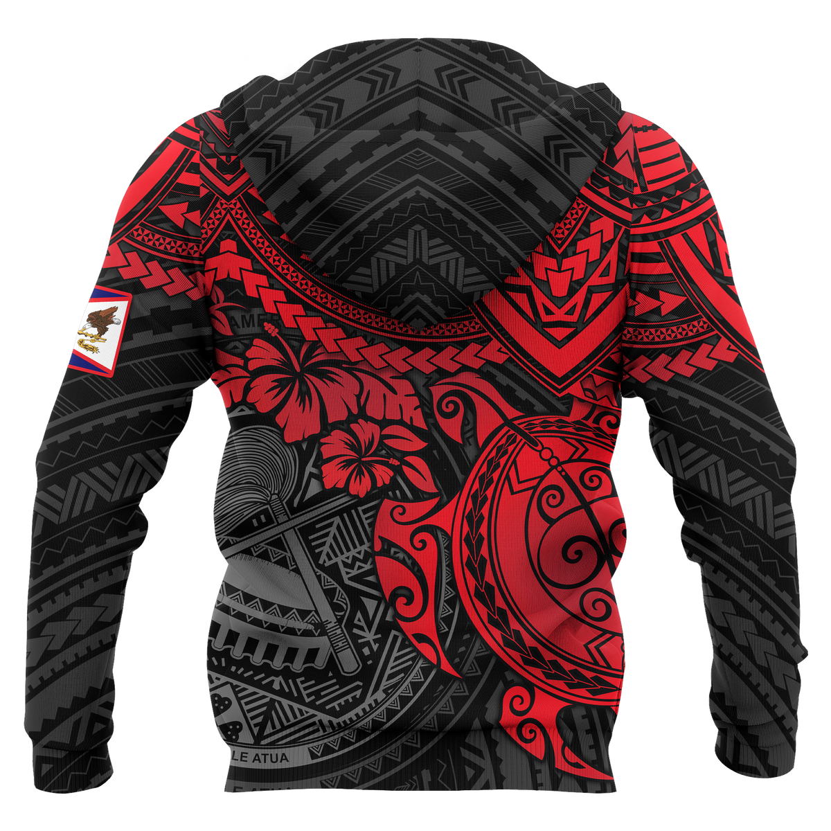 American Samoa Polynesian Hoodie (Zip up) Red Turtle - Polynesian Pride