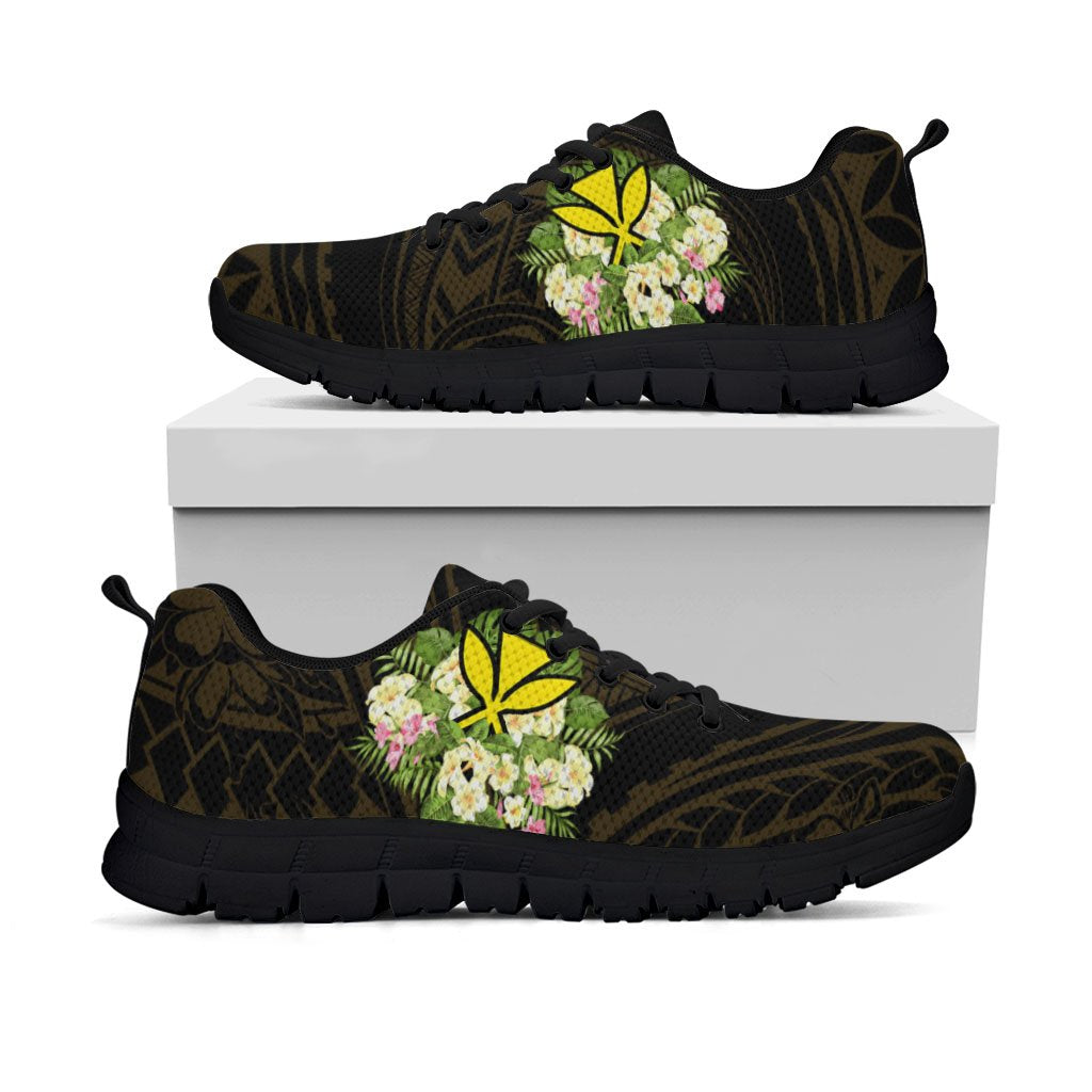 Hawaii Kanaka Maoli Sneakers - Polynesian Gold Patterns Collection - Polynesian Pride