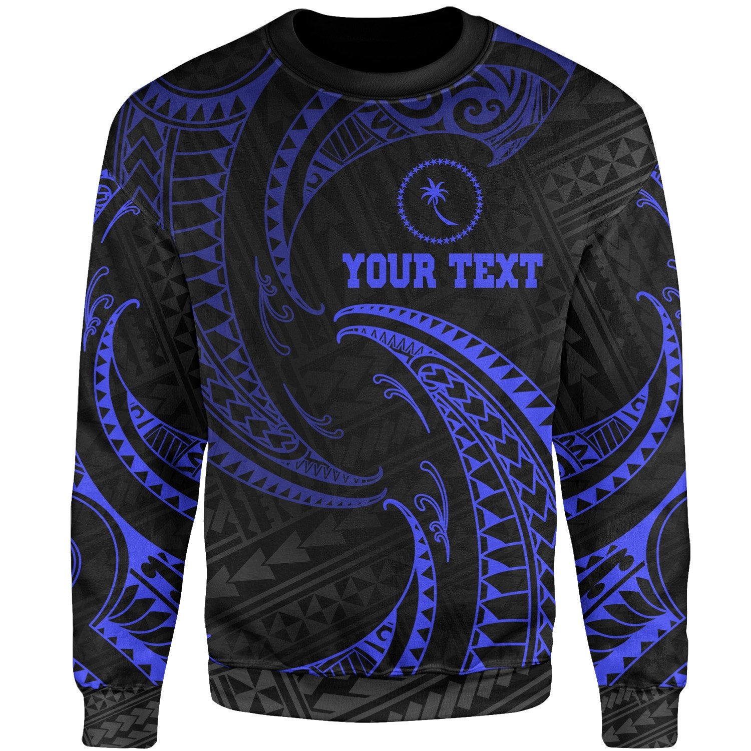 Chuuk Polynesian Custom Personalised Sweater - Blue Tribal Wave Unisex Blue - Polynesian Pride