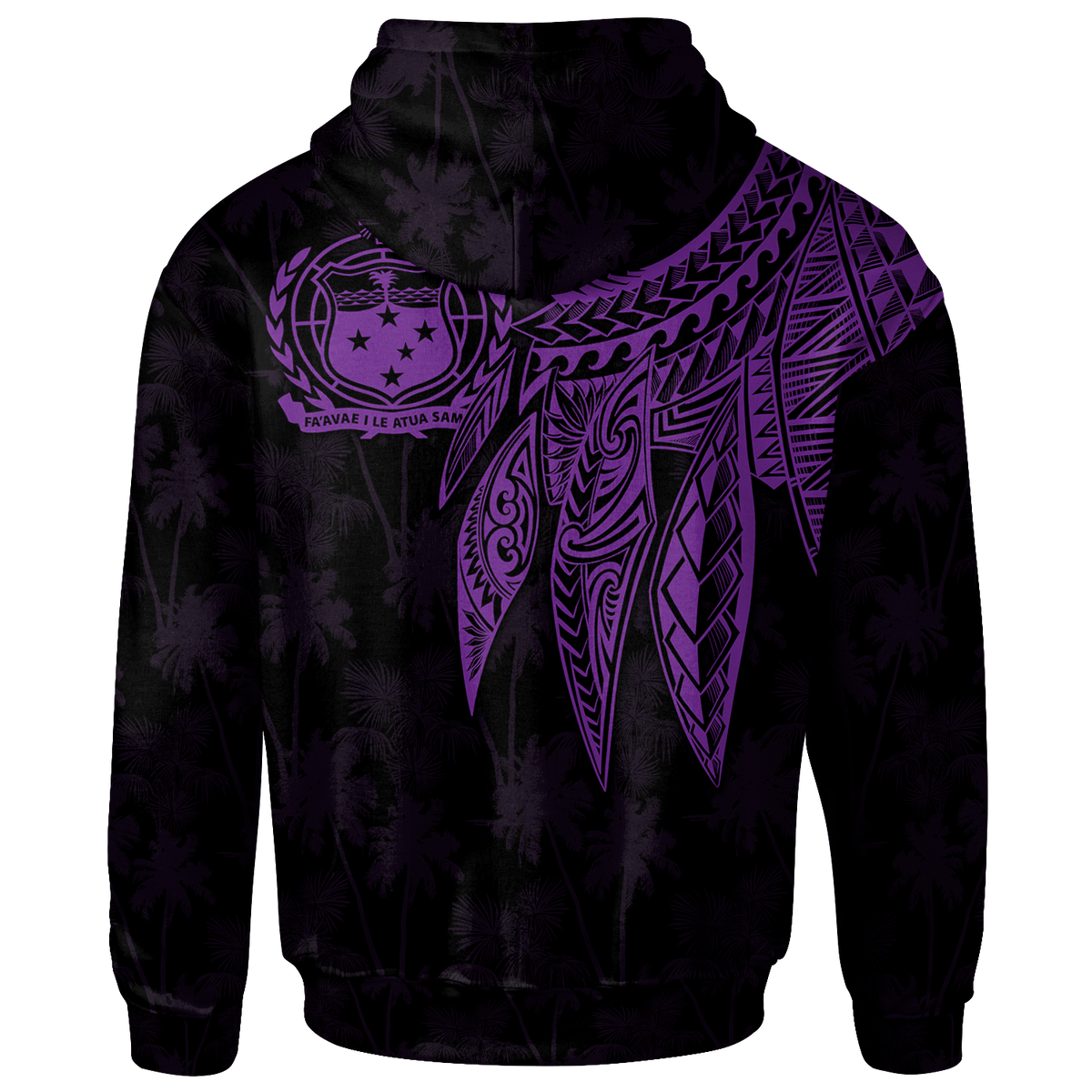 Samoa Zip up Hoodie Polynesian Wings (Purple) - Polynesian Pride
