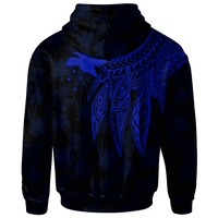 Papua New Guinea Custom Zip up Hoodie Polynesian Wings (Blue) - Polynesian Pride