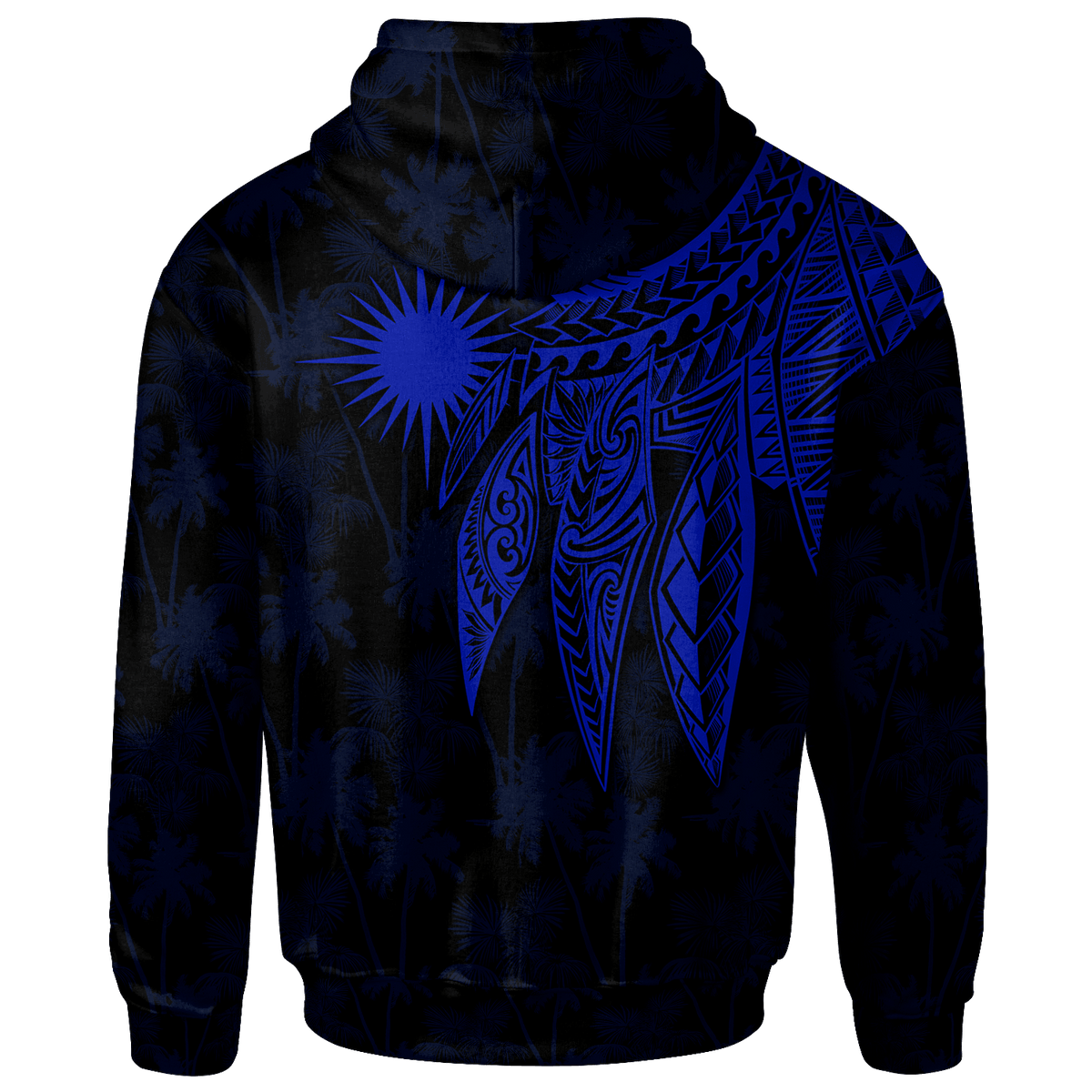 Marshall Islands Custom Zip up Hoodie Polynesian Wings (Blue) - Polynesian Pride