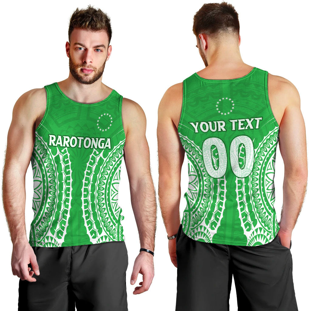 (Custom Personalised) Cook Islands Rarotonga Men Tank Top - Tribal Pattern - LT12 Green - Polynesian Pride