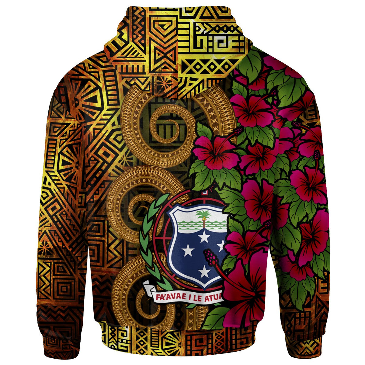 Samoa Polynesian Zip up Hoodie Hibiscus Vintage - Polynesian Pride