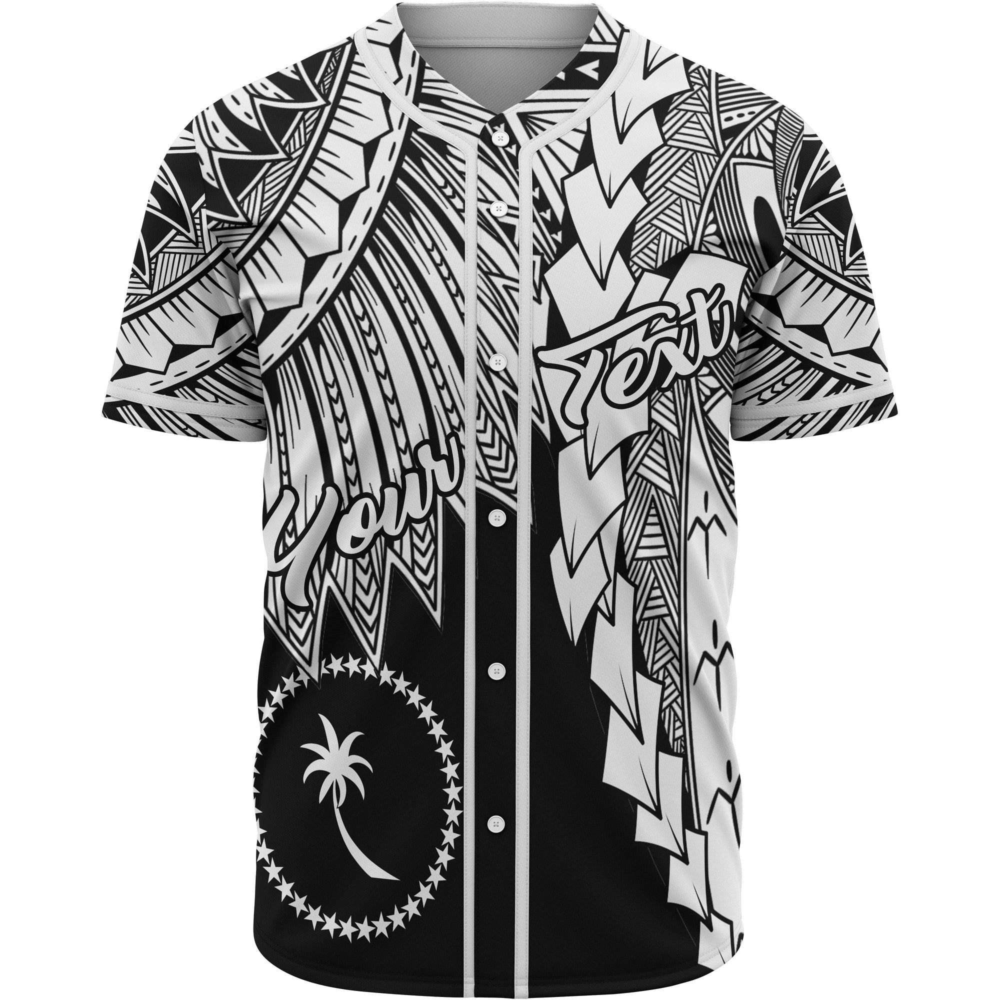 Chuuk Polynesian Custom Personalised Baseball Shirt - Tribal Wave Tattoo White Unisex White - Polynesian Pride