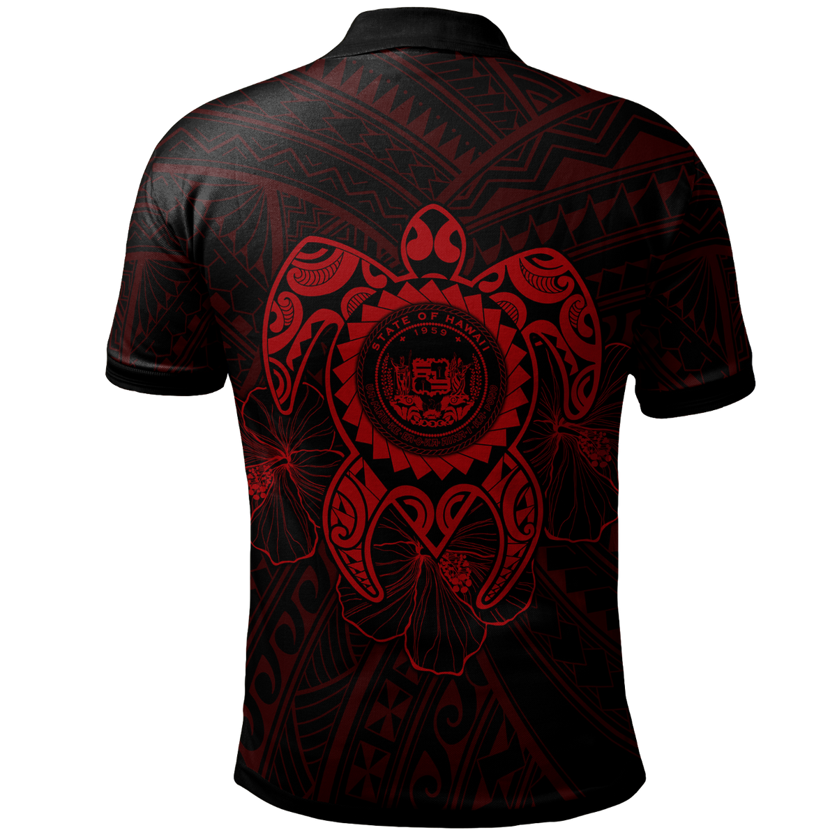 Hawaii Polynesian Custom Polo Shirt Vintage Polynesian Turtle (Red) - Polynesian Pride