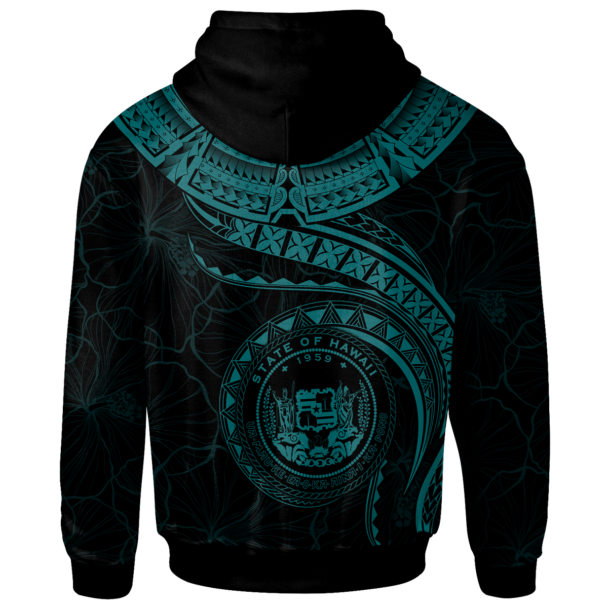 Polynesian Hawaii Zip up Hoodie Hawaiian Waves (Turquoise) - Polynesian Pride