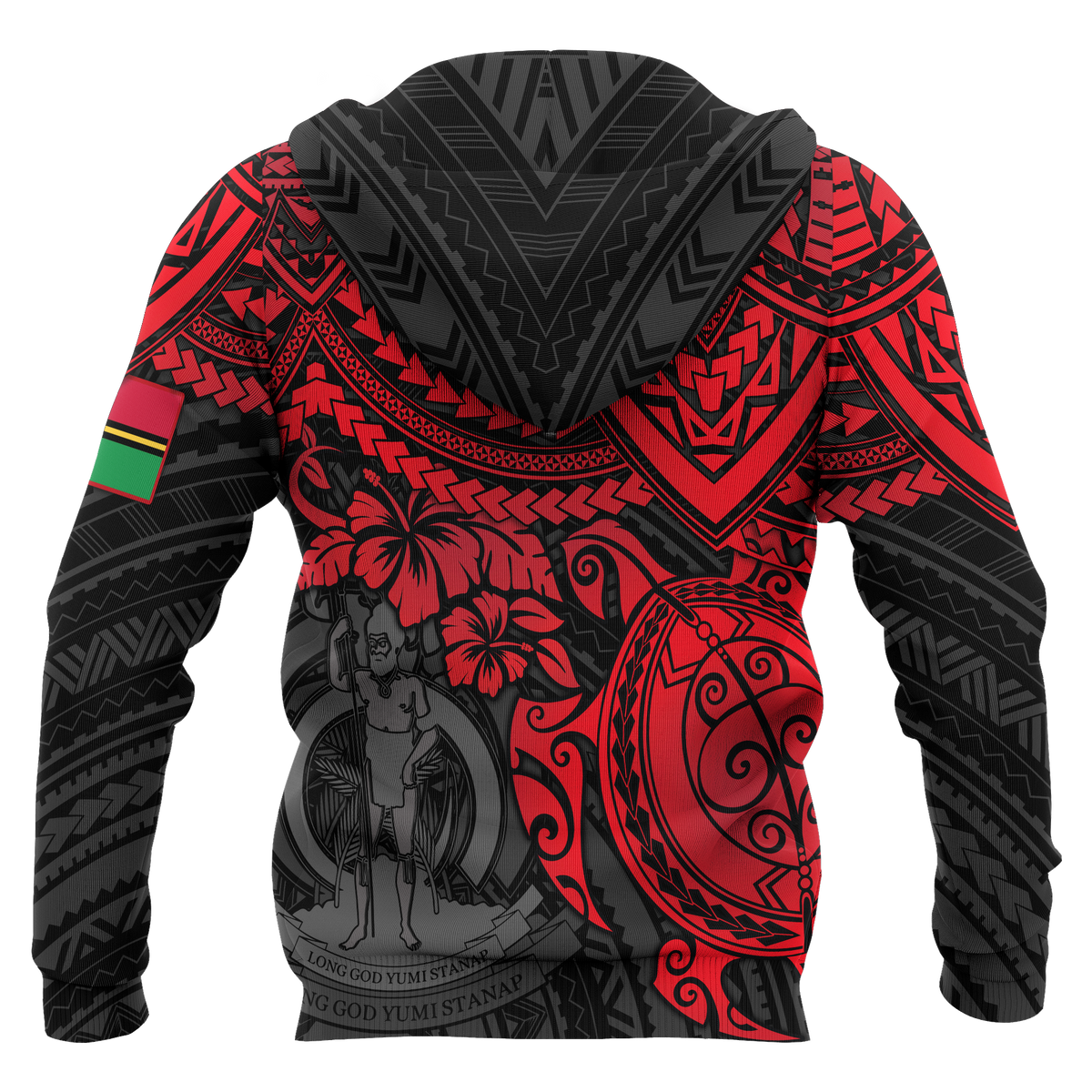 Vanuatu Polynesian Zip up Hoodie Red Turtle - Polynesian Pride