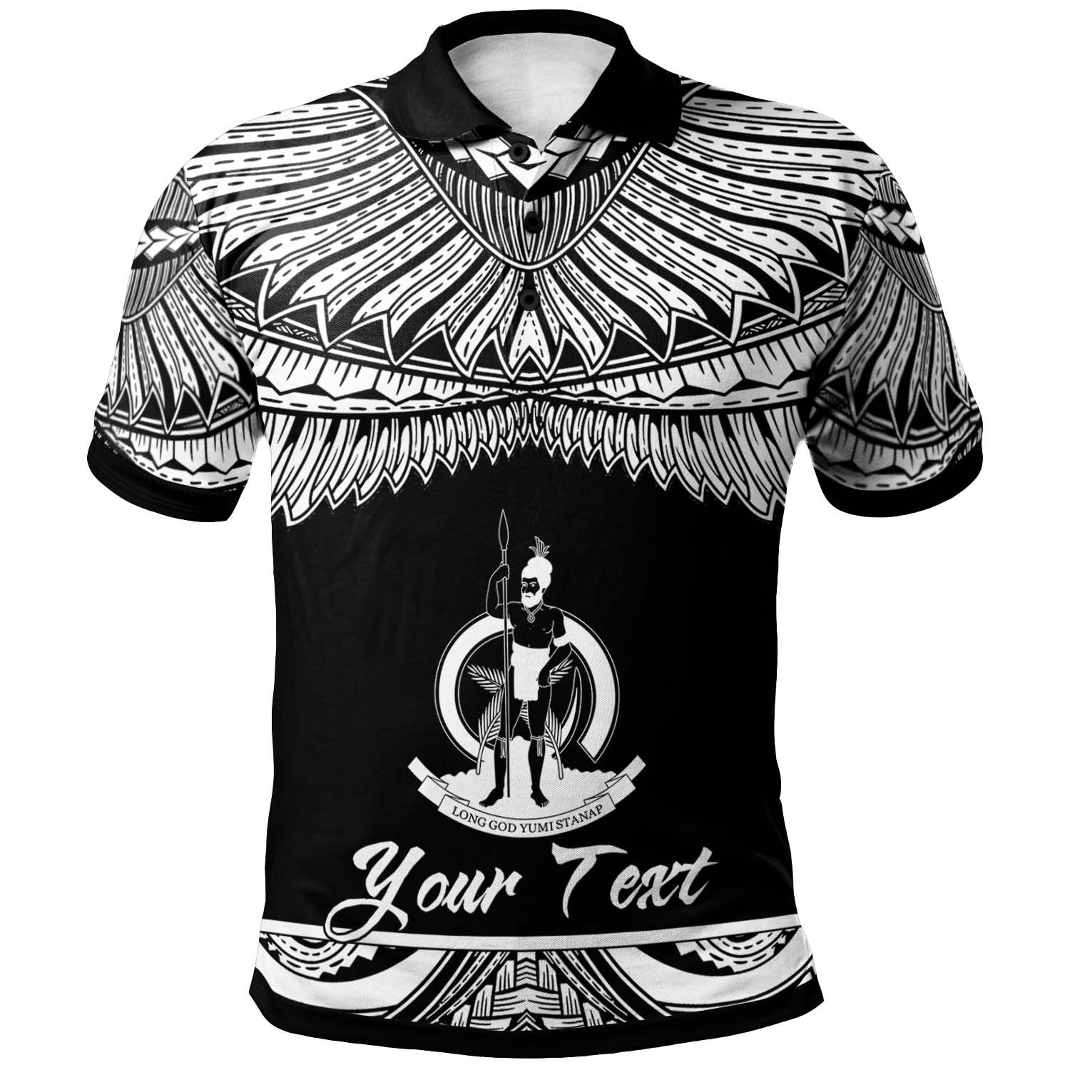 Vanuatu Custom Polo Shirt Polynesian Tattoo White Version Unisex White - Polynesian Pride