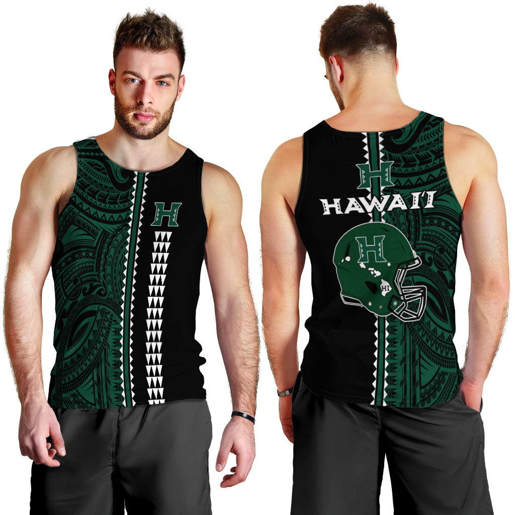 Hawaii Kakau Warrior Football Men Tank Top - LT12 Green - Polynesian Pride