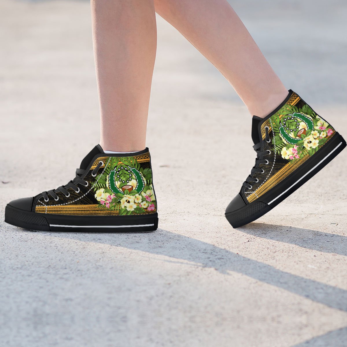 Pohnpei High Top Shoes - Polynesian Gold Patterns Collection - Polynesian Pride
