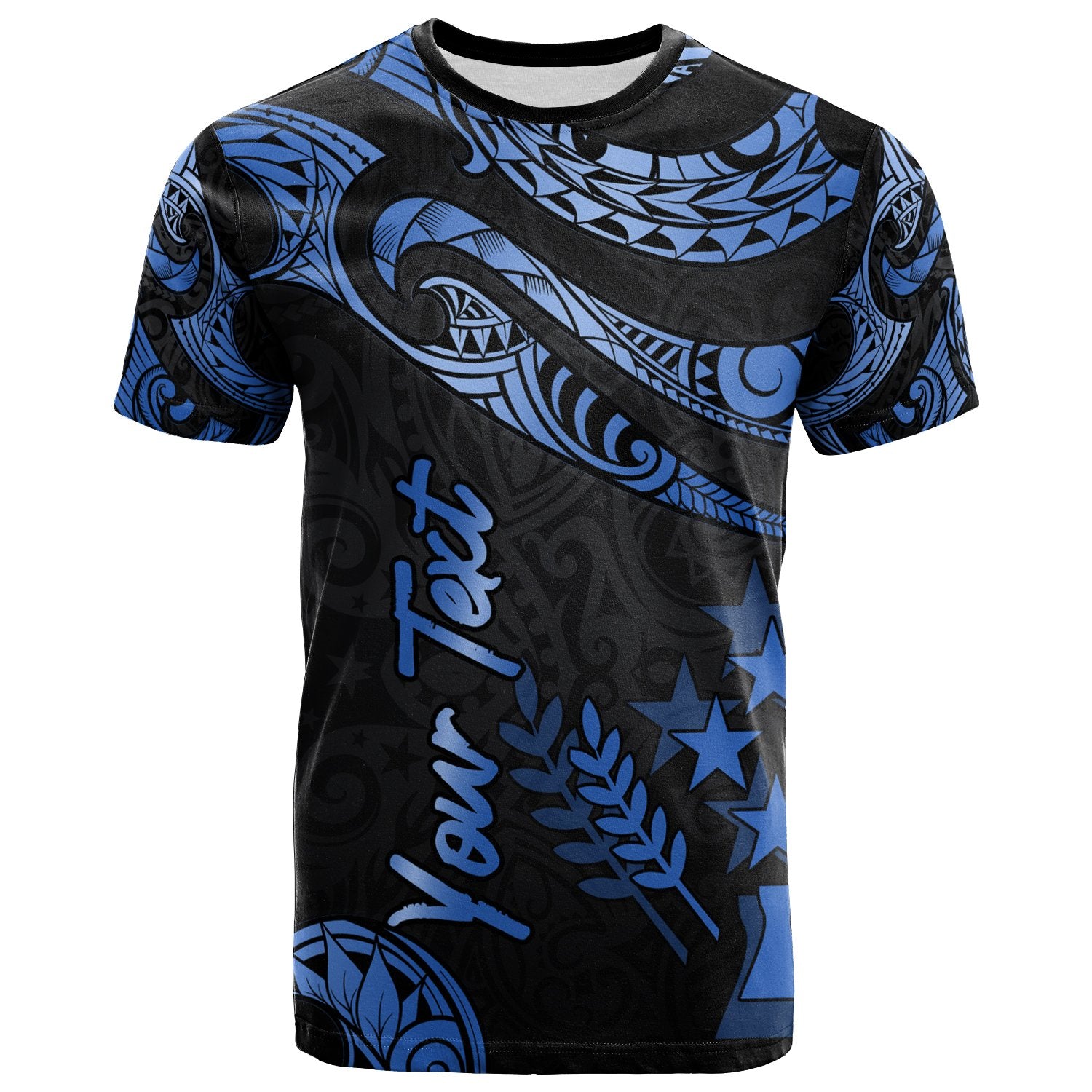 Kosrae Micronesia Custom T Shirt Poly Tattoo Blue Version Unisex Blue - Polynesian Pride