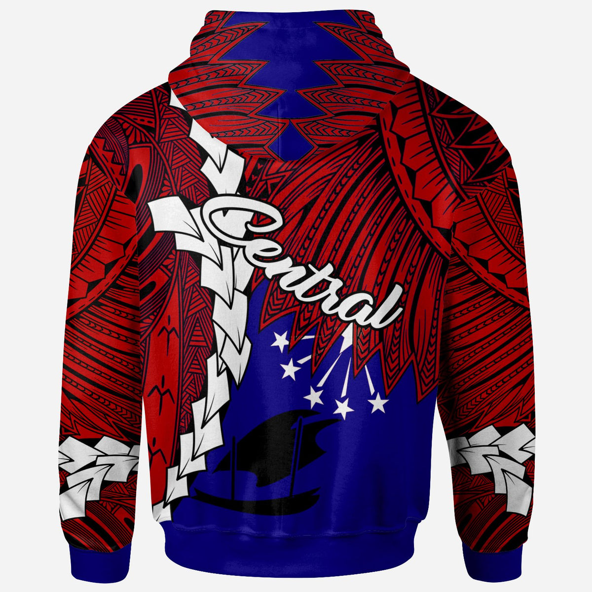 Papua New Guinea Central Province Polynesian Zip Hoodie Tribal Wave Tattoo - Polynesian Pride