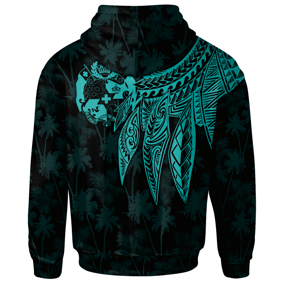 Tonga Custom Zip up Hoodie Polynesian Wings (Turquoise) - Polynesian Pride